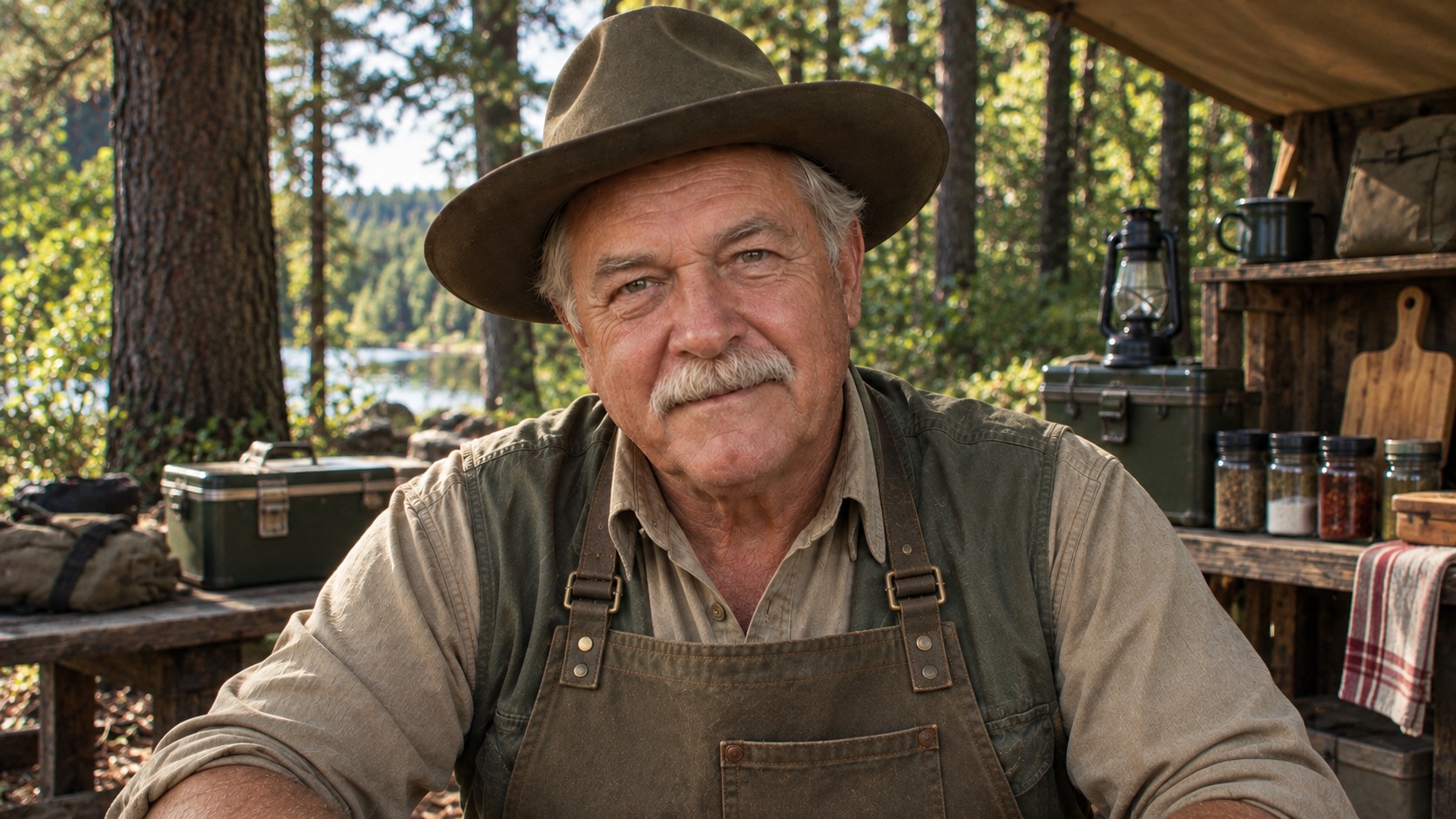 Walt at his camp kitchen